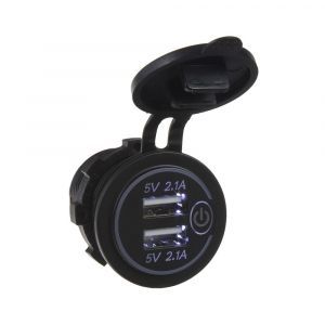 USB zásuvka 12V / 24V - 2x USB 4,2A okrúhla s bielym podsvietením