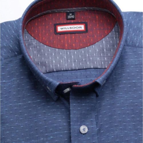 Pánska slim fit košeľa (výška 176-182) 6709 v modré farbe s krátkym rukávom