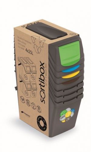 Sada košů na třídění odpadu SORTERRA 4x25L šedý kámen