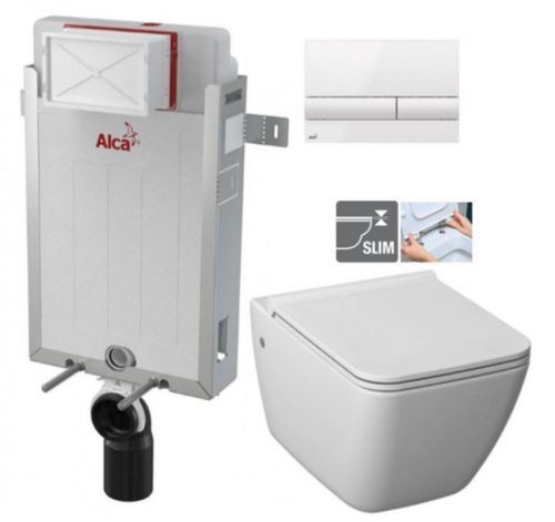 ALCAPLAST Renovmodul - předstěnový instalační systém s bílým tlačítkem M1710 + WC JIKA PURE + SEDÁTKO DURAPLAST (AM115/1000 M1710 PU1)