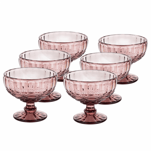Set sklenic na zmrzlinu, 6ks, 300 ml, růžová, FREGATA TYP 5