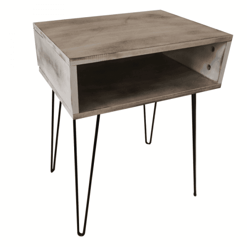 Příruční/noční stolek, bílá vintage/černá, HONEJ