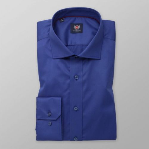 Pánska košeľa Slim Fit modrá s hladkým vzorom 12459