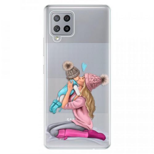 Odolné silikónové puzdro iSaprio - Kissing Mom - Blond and Boy - Samsung Galaxy A42