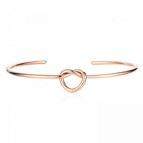 Okrúhly oceľový náramok s uzlom v tvare srdca, medená farba