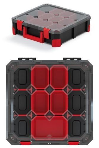 Organizér na nářadí s 11 přihrádkami TITANO 39x39x11 cm černo-červený