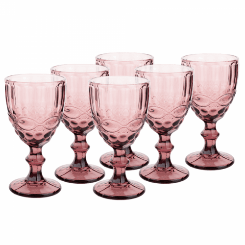 Set sklenic na víno, 6ks, 240 ml, růžová, FREGATA TYP 3