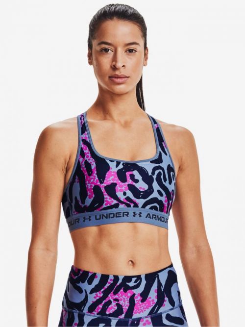 Crossback Mid Print Podprsenka Under Armour Modrá