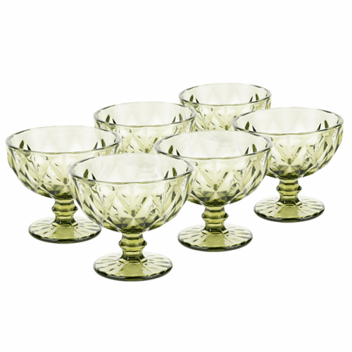 Set sklenic na zmrzlinu, 6ks, 300 ml, zelená, BAROLO TYP 5