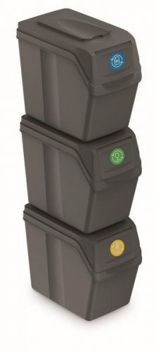 Sada košů na třídění odpadu HADAR II 3x20L šedý kámen