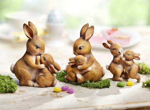 Dekoračné figúrky Zajačie rodinka, súprava 3 ks