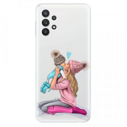 Odolné silikónové puzdro iSaprio - Kissing Mom - Blond and Boy - Samsung Galaxy A32 5G