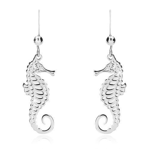 Strieborné náušnice 925 - ligotavý morský koník a guľôčka, africký háčik
