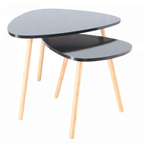 Set 2 stolků, černá / přírodní, GOREJ