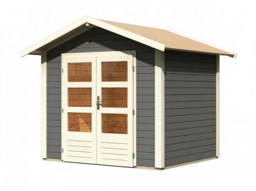 Drevený záhradný domček 244 x 204 cm Dekorhome Sivá