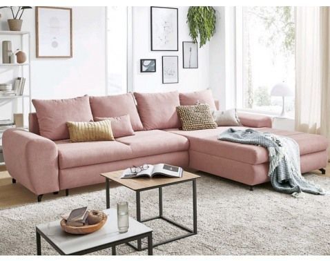 Rohová sedacia súprava Yoko, ružová látka%
