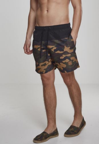 Urban Classics Block Swim Shorts black/woodcamouflage - S