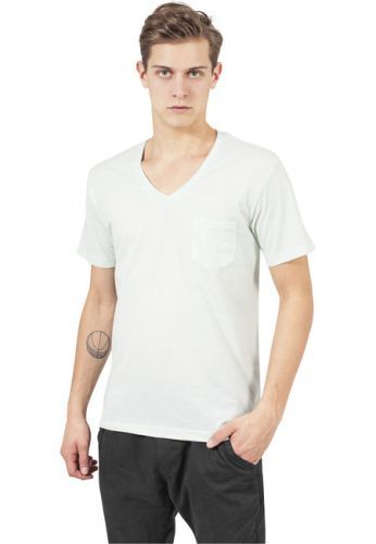 Urban Classics Melange V-Neck Pocket Tee mint/white - S