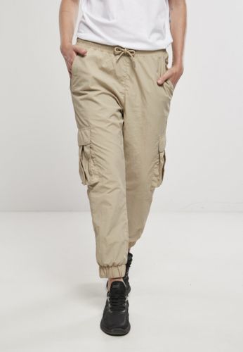 Urban Classics Ladies High Waist Crinkle Nylon Cargo Pants concrete - XS