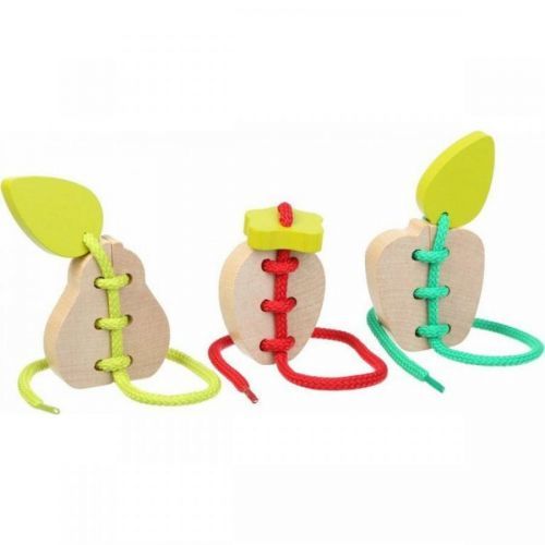 Cubika Prevliekačka ovocie sada 3 drevených šnurovacích hračiek