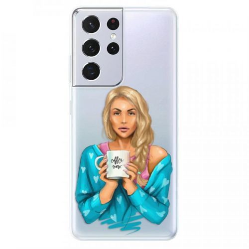 Odolné silikónové puzdro iSaprio - Coffe Now - Blond - Samsung Galaxy S21 Ultra