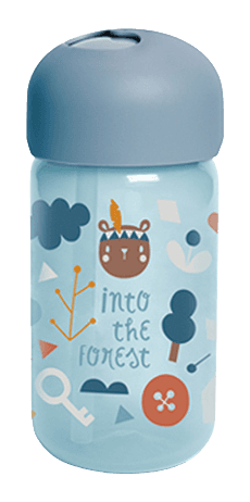 SUAVINEX,Fľaštička so slamkou FOREST,modrá