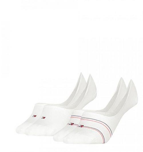 TOMMY HILFIGER - 2PACK biele fine preppy neviditeľné ponožky
