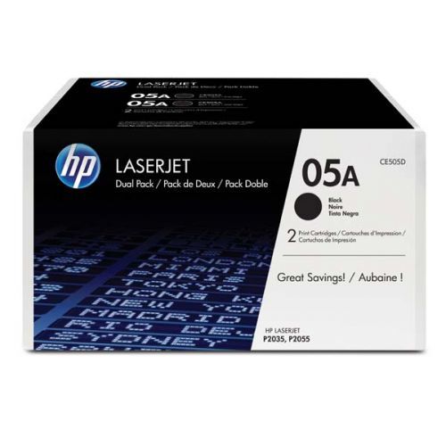 HP originál toner CE505D, black, 4600 (2x2300)str., HP 05A, HP LaserJet P2035, 2055, 2ks, O