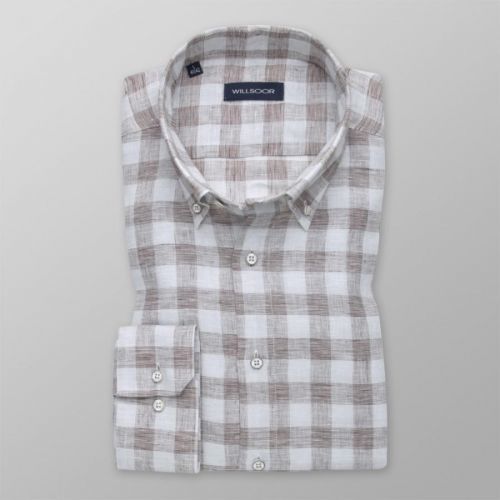 Pánska košeľa Slim Fit s modrým a hnedým vzorom 12536