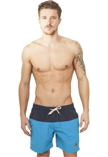 Urban Classics Block Swim Shorts navy/turquoise - XS