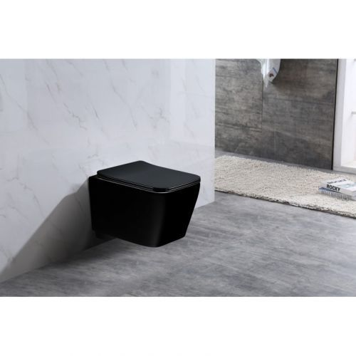 MEXEN TEO - MISKA WC WISZĄCA RIMLESS CZARNA + DESKA WOLNOOPADAJĄCA SLIM - 30854070