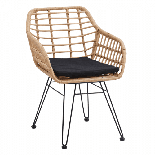 Zahradní křeslo, přírodní/černá, VALIN
