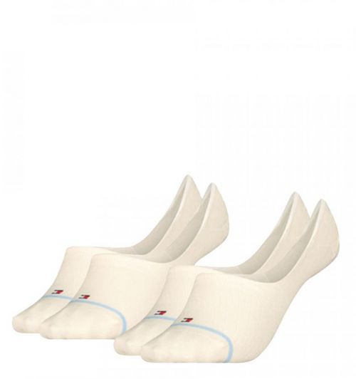 TOMMY HILFIGER - 2PACK textured open stripe biele neviditeľné ponožky