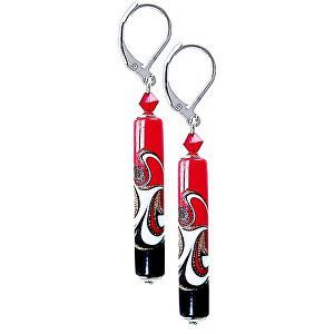 Lampglas Vášnivé náušnice Red Black s unikátnou perlou Lampglas EPR12