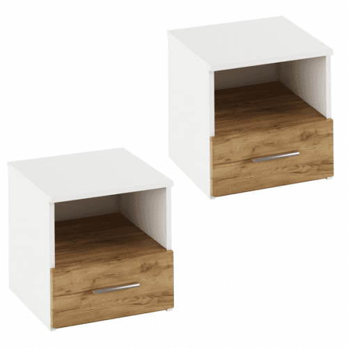 Noční stolek, 2 ks, bílá/dub artisan, GABRIELA