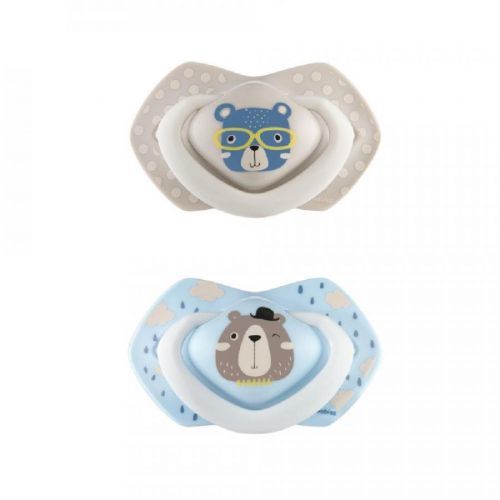 CANPOL BABIES Set symetrických silikónových cumlíkov 6-18m BONJOUR PARIS modrý 2 ks