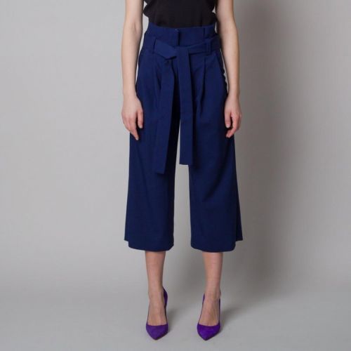 Dámske látkové nohavice culottes tmavo modré 12617