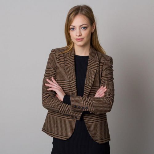 Dámske sako s čierno-hnedým pepito vzorom 12628