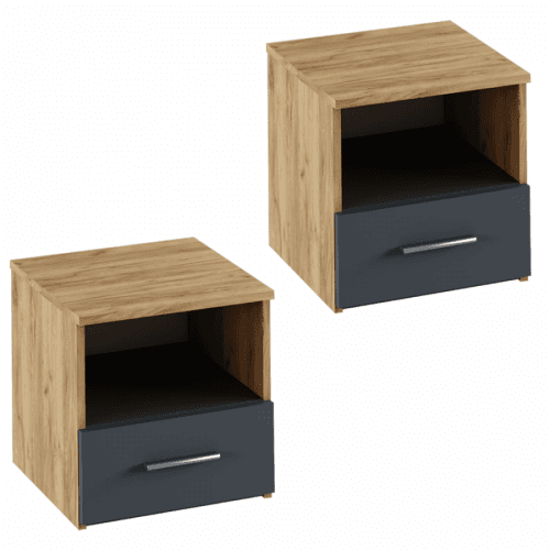 Noční stolek, 2 ks, dub artisan/grafit, GABRIELA