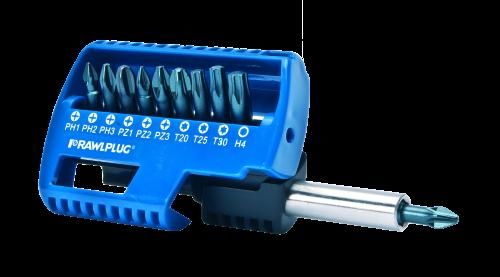 Rawlplug Sada bitov, typu Phillips, Pozidriv, Torx s  vyfrézovanou hlavou PH PZ T 25 mm + adaptér