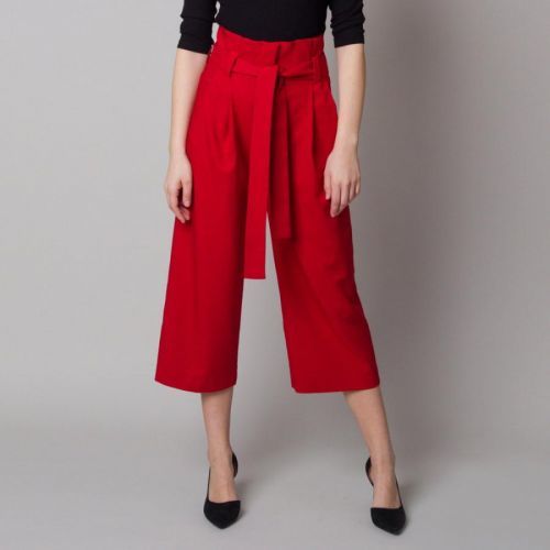 Dámske látkové nohavice culottes červené 12621