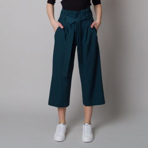 Dámske látkové nohavice culottes tmavo zelené 12618