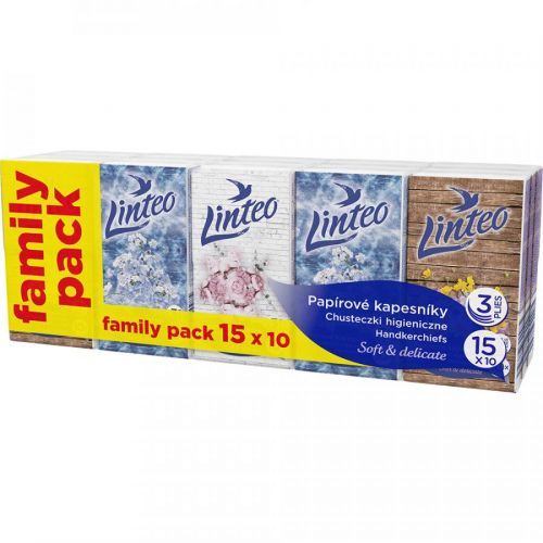 LINTEO Papierové vreckovky 3- vrstvové 15x10 ks