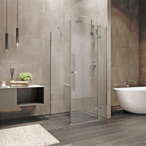 MEREO - Sprchový kút, Novea, štvorec, 100 cm, chróm ALU, sklo Číre, dvere pravé a pevný diel CK10316ZP