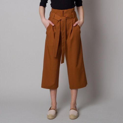 Dámske látkové nohavice culottes hnedé 12619
