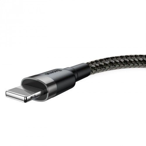 Kábel Baseus Cafule, USB na Lightning, 2,4 A, 0,5 m, sivý/čierny