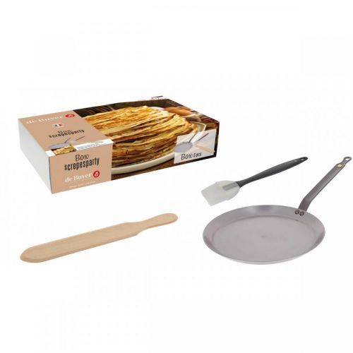 Sada panvice na palacinky Mineral B de Buyer 26 cm + štetec + obracačka