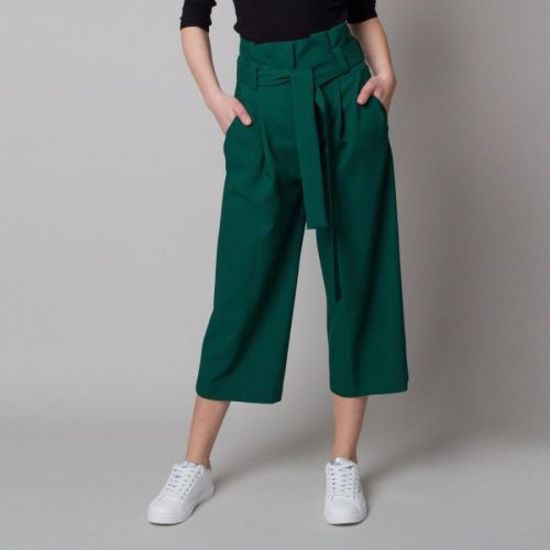 Dámske látkové nohavice culottes zelené 12620