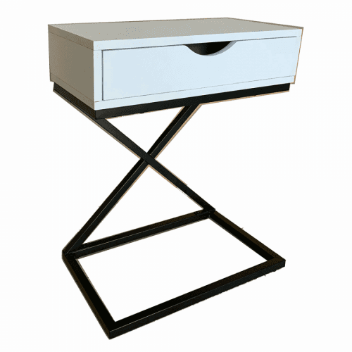 Příruční/noční stolek, bílá/černá, VIRED