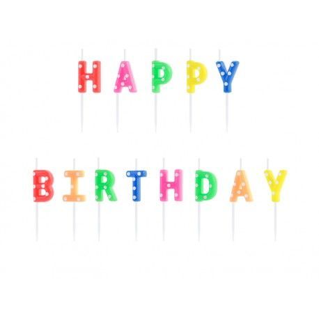 SCS-13 Sviečky na tortu - Happy Birthday, farebné 2,5cm